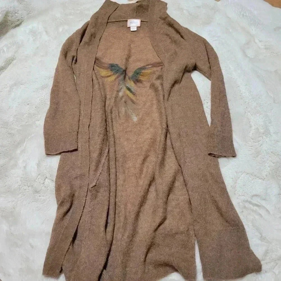 Saccharine New York Wool Alpaca Art To Wear Felted Eagle Bird Duster Sweater S - Picture 7 of 8